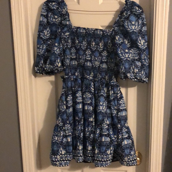 Love the Label Anthropologie Puff Sleeve Cassie Mini Dress in Butterfly Blue - Picture 15 of 16